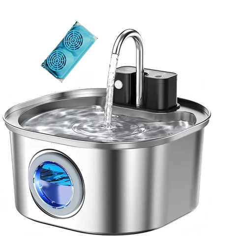 Fonte de água automática para gatos e cães com sensor de recarga sem fio, em aço inoxidável de 3,2L, bebedouro para animais de estimação.