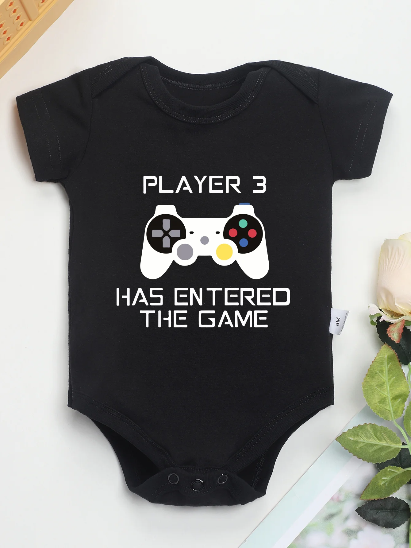 Toddler Newborn Cool Infant Baby Boy Girl Short Sleeve Rompers Bodysuit Player 3 Has Entered The Game Printing Jumpsuit Fashion