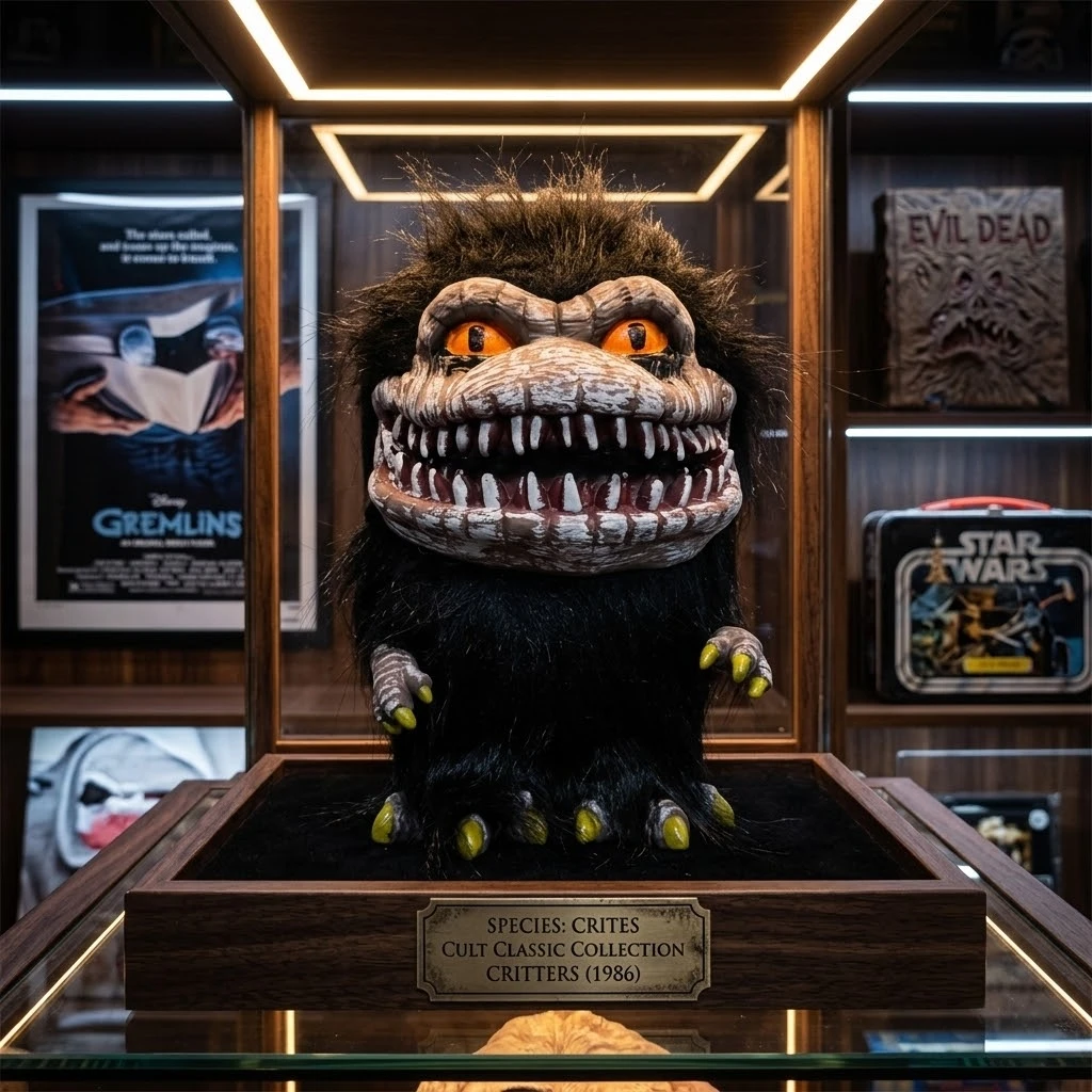 Scary Critters Monster Doll With Orange Eyes Sharp White Teeth & Black Fur Halloween Horror Decoration & Unique Collectible Toy