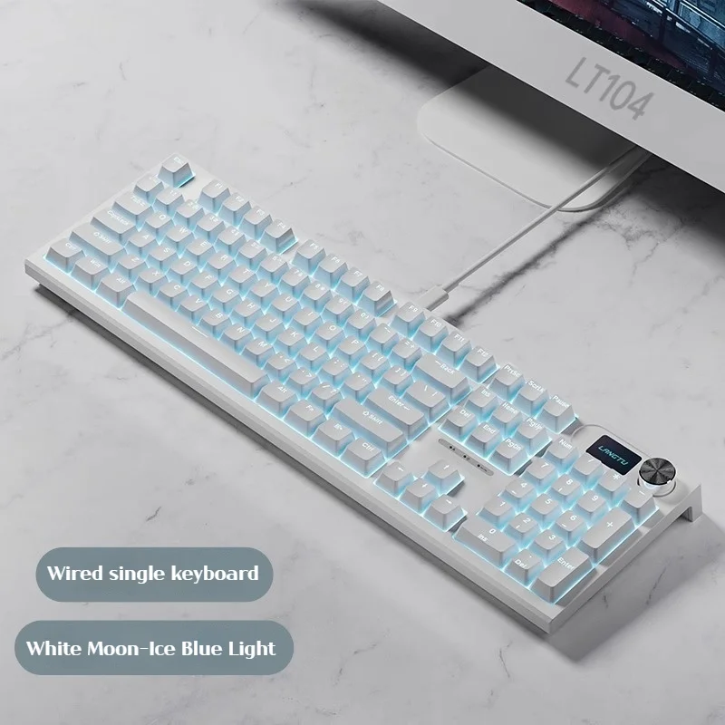 Teclado Gaming Mecânico Sem Fio, Bluetooth, Com Fio, RGB, Hotswap Gamer, Sem Fio Teclado, 104 Chaves, 2.4g, Sem Fio