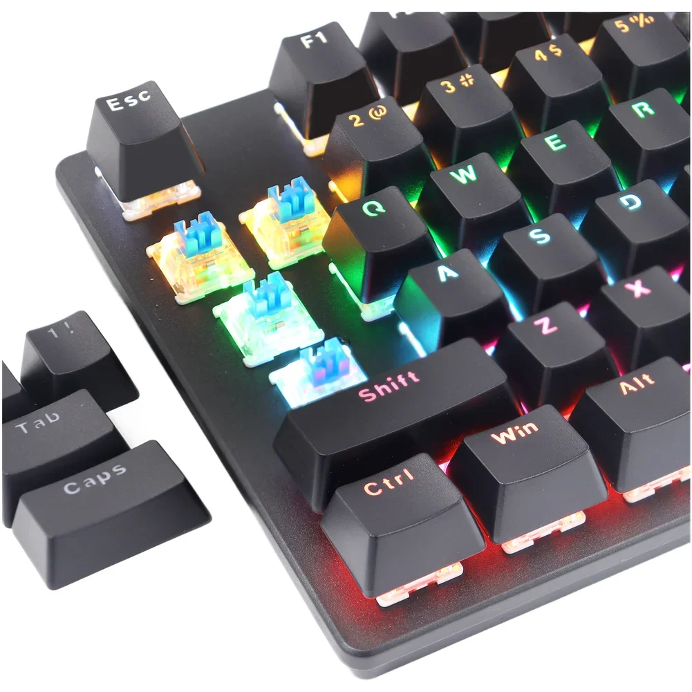 RGB Backlit Wired USB B87 Mechanical Keyboard with 87 Keys Compact Design and Spill Resistant Construction for Gamers