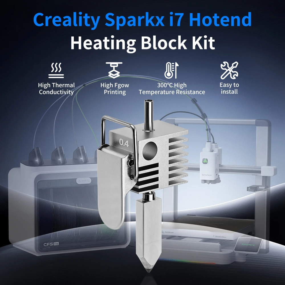 Für Creality SPARKX i7 Hotend Kit 0,4mm Heizblock-Kit Silikonsocken Extruder-Zahnrad-Komponente für i7 3D-Drucker Zubehör – Detail 2