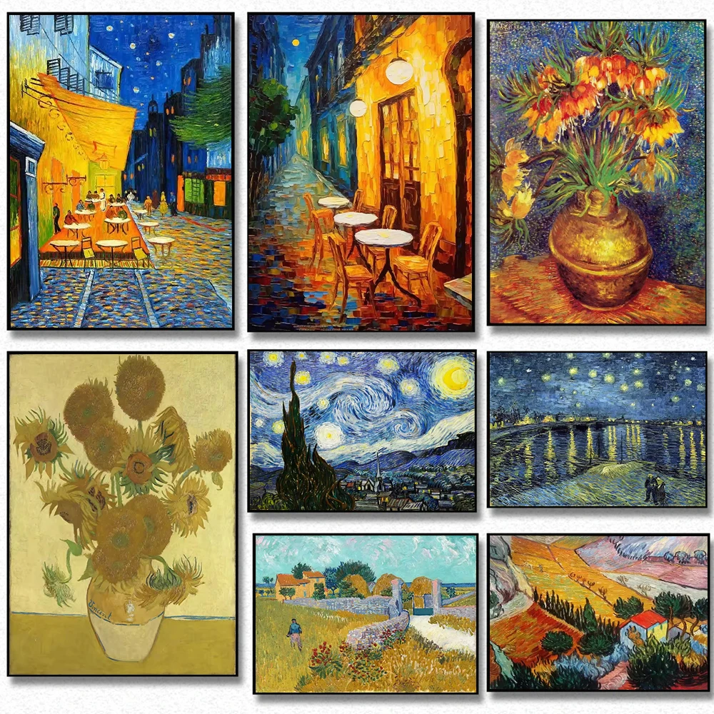 Vincent van Gogh Gemälde HD-Druck Mandelblüten Die Sternennacht Sonnenblumen Poster Abstrakte Diamantmalerei Wandkunst Deko