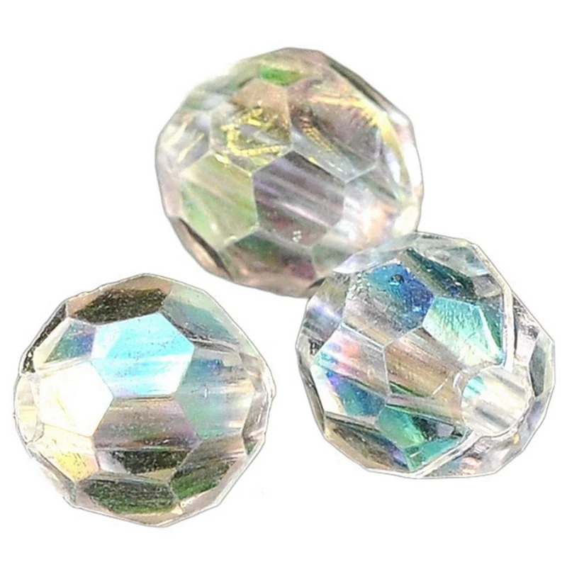 2000 Mixed Bicone Acrylic Tiny Spacers Beads With 500X Transparent AB Color Round Faceted Acrylic Crystal Spacer Beads