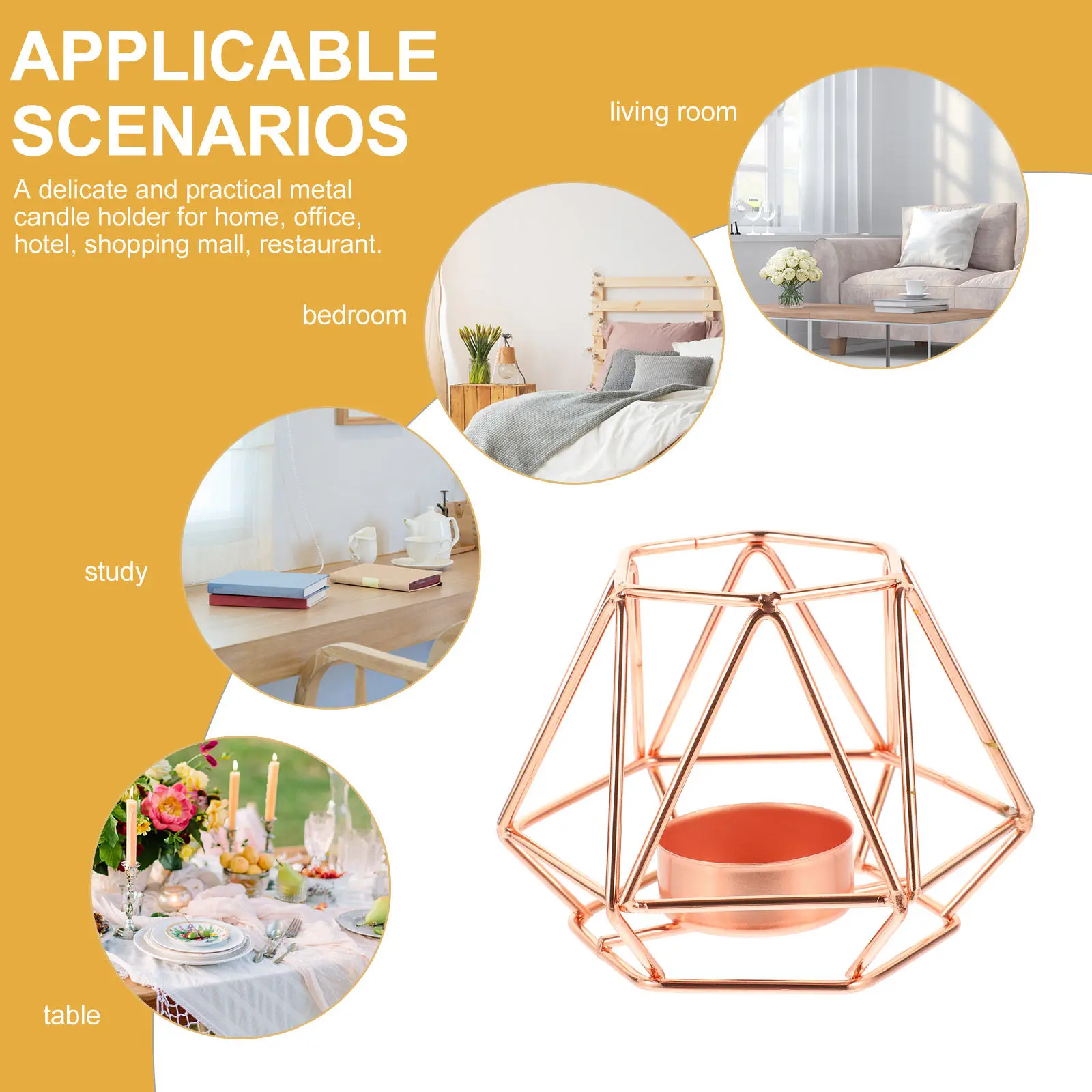 Geometric Metal Candlestick Holder Decorative Holder for Table Desktop Vintage Style Tealight Base Centerpiece