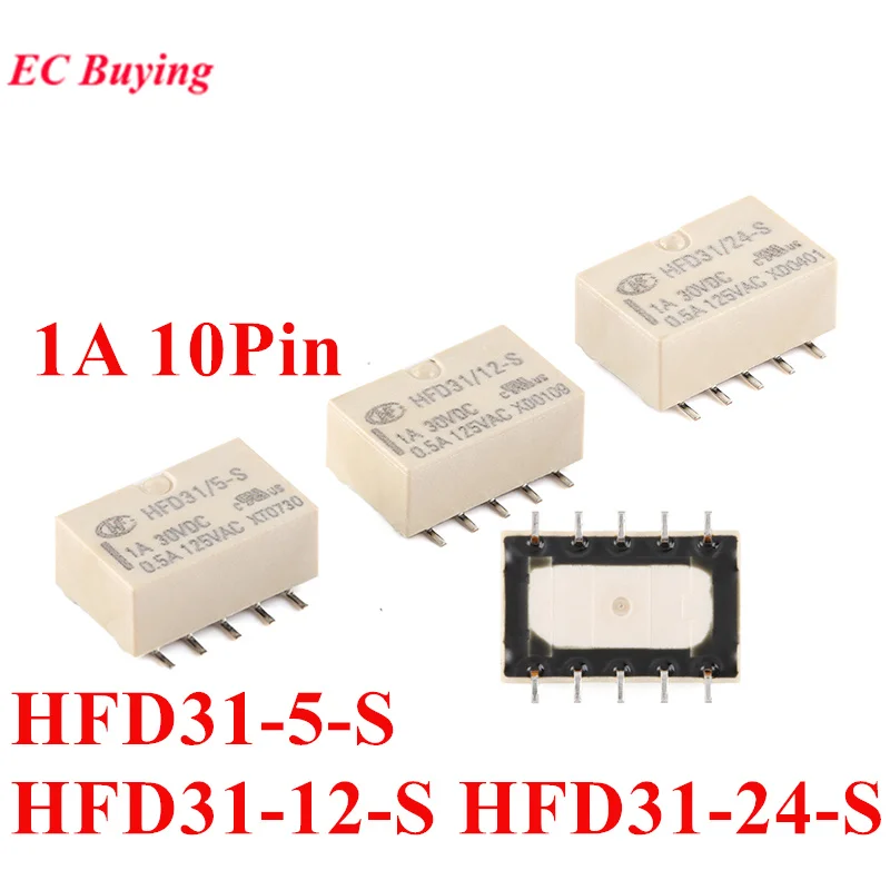 5/1pcs Signal Relays HFD31 5-S 5VDC 12-S 12VDC 24-S 24VDC 1A 10Pin HFD31-5-S HFD31-12-S HFD31-24-S Mini SMD Power Relais