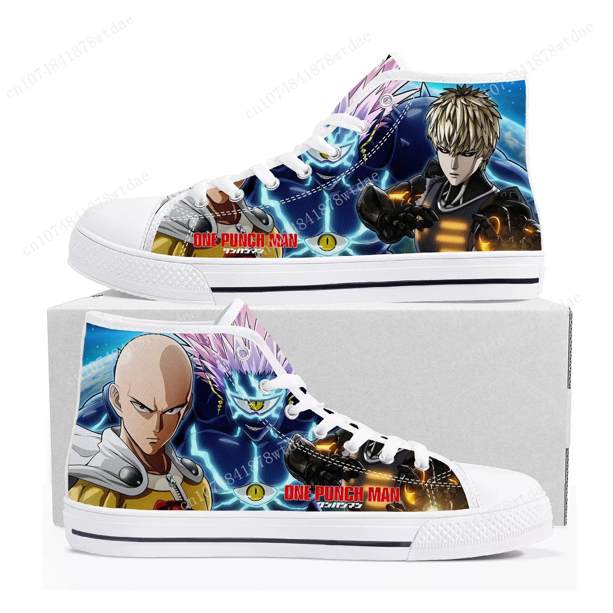 One Punch Man High Top Sneakers Mens Womens Teenager Saitama High Quality Canvas Sneaker Comics Manga Couple Customized Shoes