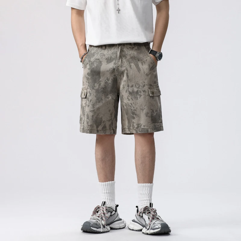 

631 100% cotton summer new high street denim boys loose retro high-end tide leisure five-minute tropics