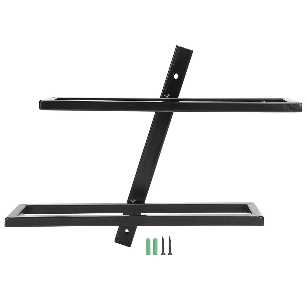 Iron Wall Mount Iron Wine Bottle Storage Rack 10.63x4.13x9.84in Wine Rack Multi-purpose Wall Hanging Kitchen Organizer Black