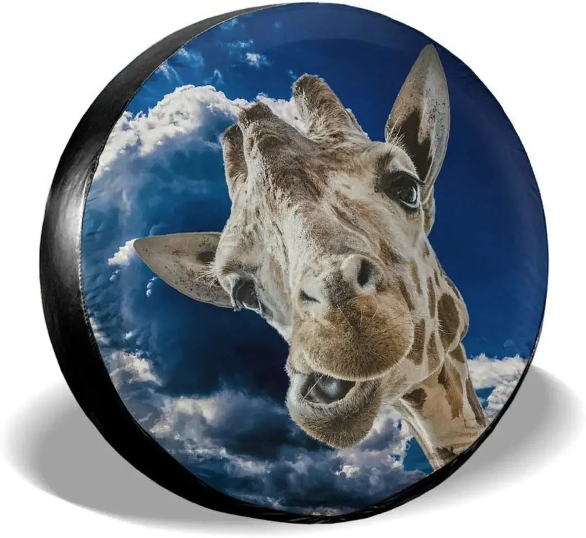 Funny Giraffe Spare Tire Cover Waterproof Dust-Proof Wheel Protectors for SUV RV Trailer Camper Universal Wheel Tire Cover