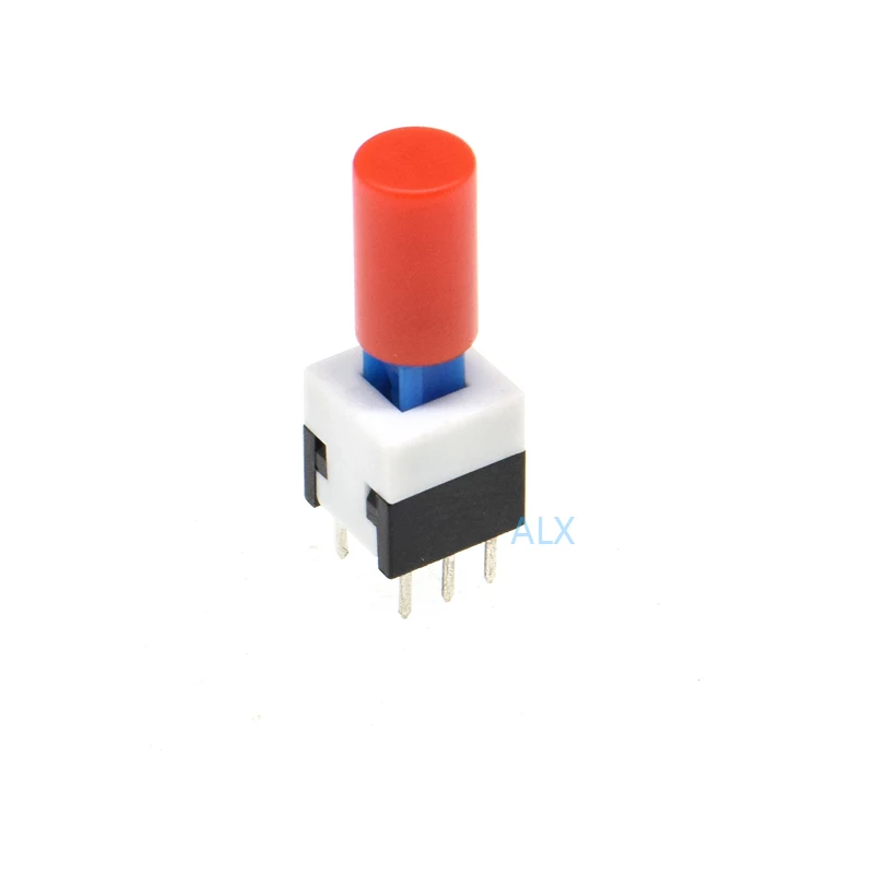 30PCS 8X8MM Self lock push button switch + red cap Micro TAcT Key Switch Self-locking power SWITCH ON/OFF 8*8 8X8 inching