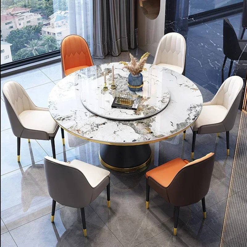 

Center Round Dining Tables MobileMarble Stone Luxury Dining Table Turntable Multifunctional Tavolino Apartment Furniture