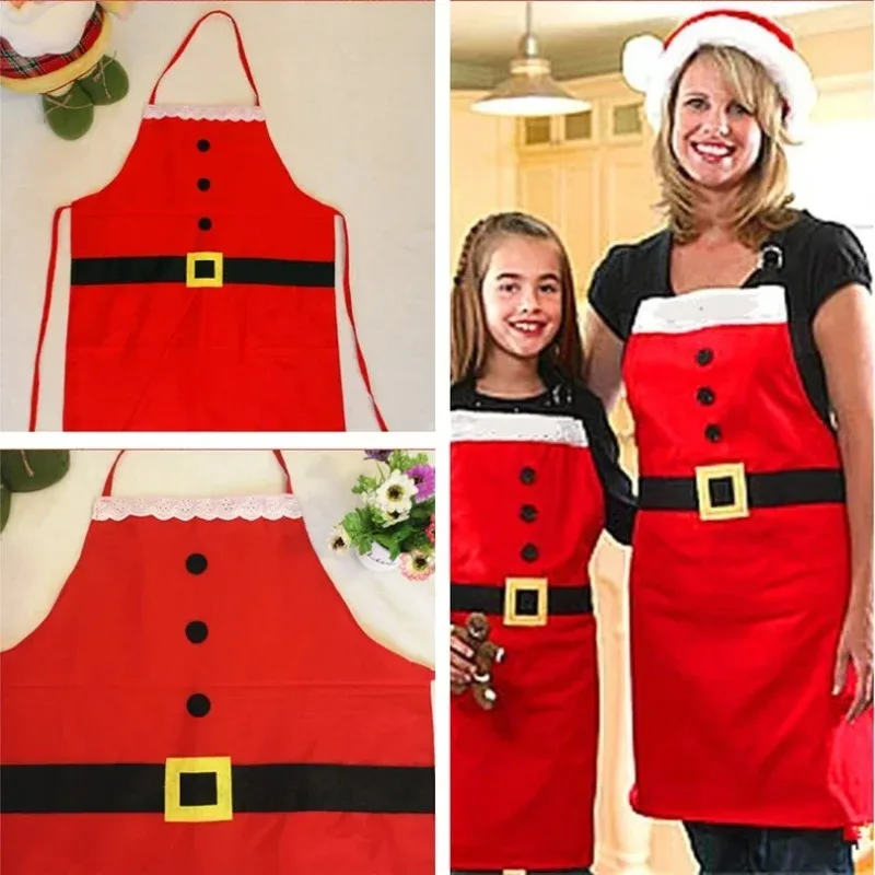 Personalized Christmas Red Santa Claus Aprons Christmas Creative Design Apron for Holiday Party Christmas Decoration Cloth