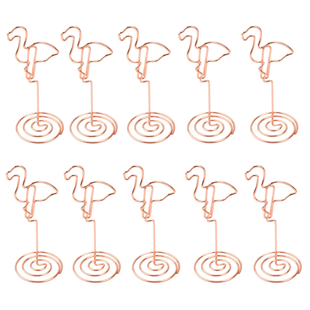 

10pcs Metal Note Holders Photo Clips Table Numbers Golden Menu Party Spiral Base Flamingo Office Wedding Decor