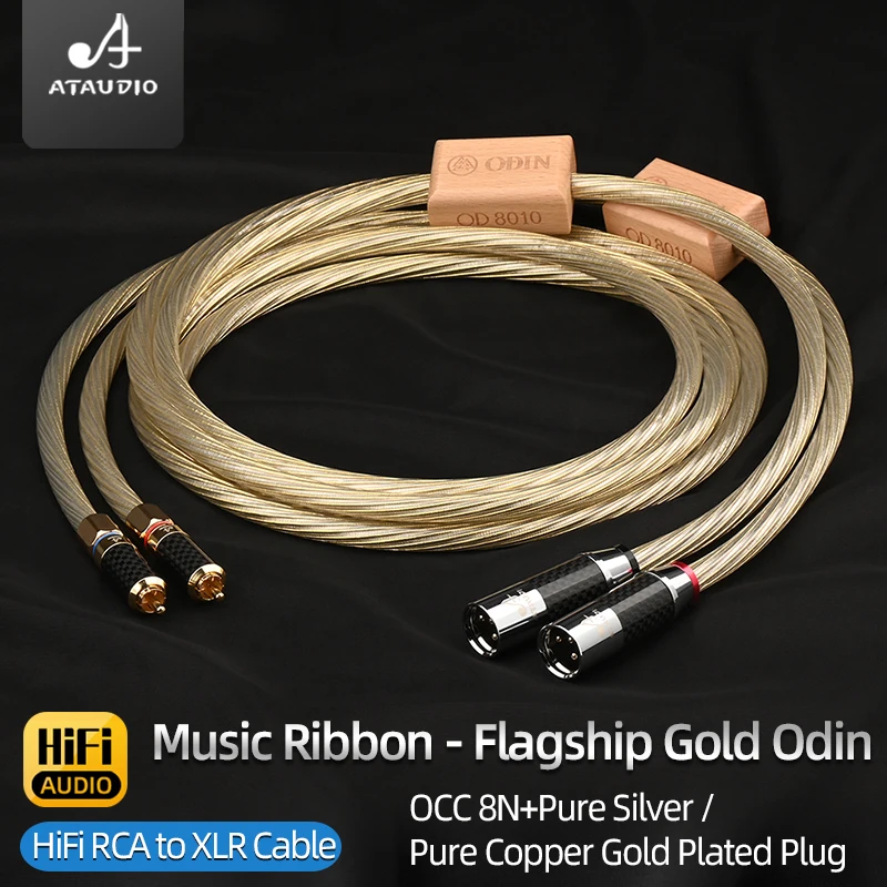 

One Pair Gold ODIN RCA to XLR Cable 8N OCC Silver Mixed Cord for Amplifier Mixer Connection 2XLR Female to 2RCA Male Audio Cable