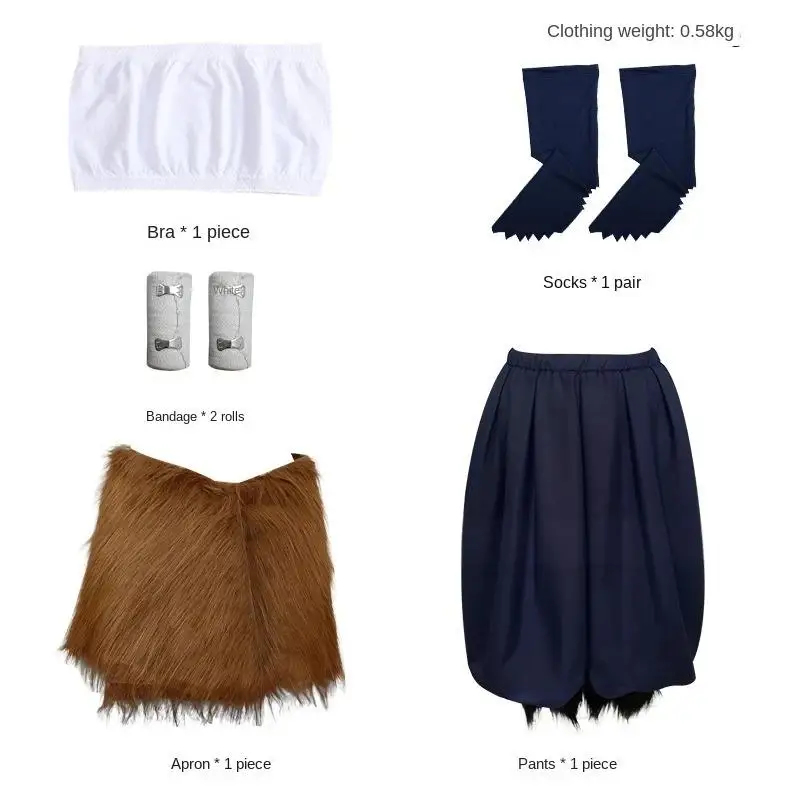 Anime Hashibira Inosuke 코스프레 의상 Inosuke 유니폼 가발 돼지 마스크 할로윈 의상 여성용 성적 변환 하인 소녀