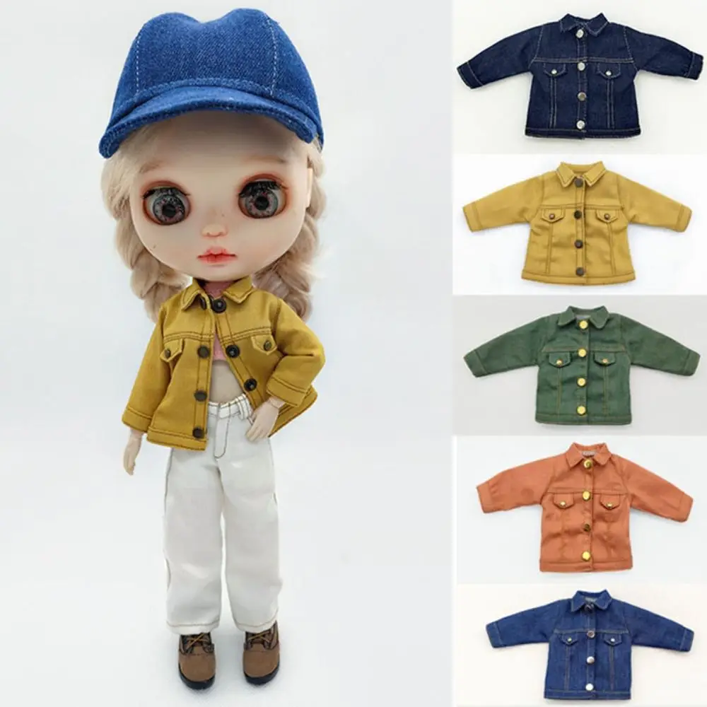 New Fashion Jeans Jacket Pocket DIY Doll Clothes 9 Colors Casual Wears Doll Wears Outfits For Ob22 Ob24 Dolls