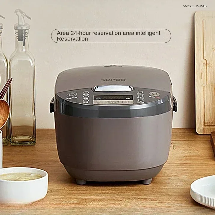 Smart mini rice cooker. Multifunctional with reservation. Electric cooking tool. Compact rice maker.