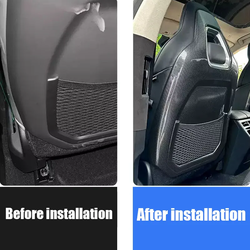 For Zeekr 001 2021 2022 2023 2024 2025Seat backrest anti kick plate ABS material carbon fiber pattern interior modification part