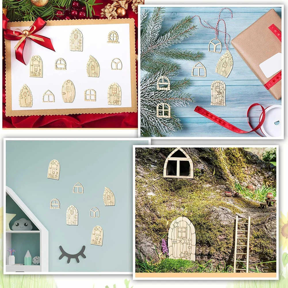 64pcs Enchanting Fairy Doors DIY Kit Unfinished Mini Fairy House Accessories For Kids Boys Girls