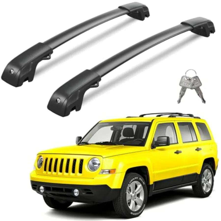 

Багажник на крышу с замком, грузоподъемность 300 фунтов, совместим с Jeep Patriot 2007-2017, сверхпрочные алюминиевые поперечины для рейлингов, грузовые поперечины для перевозки грузов