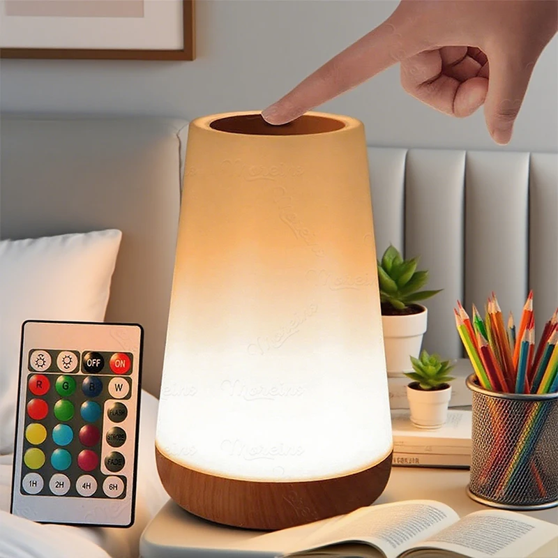 RGB Remote Control 13 Color Changing Night Light Touch Dimmable Lamp Portable Table Bedside Lamps USB Rechargeable Night Lamp