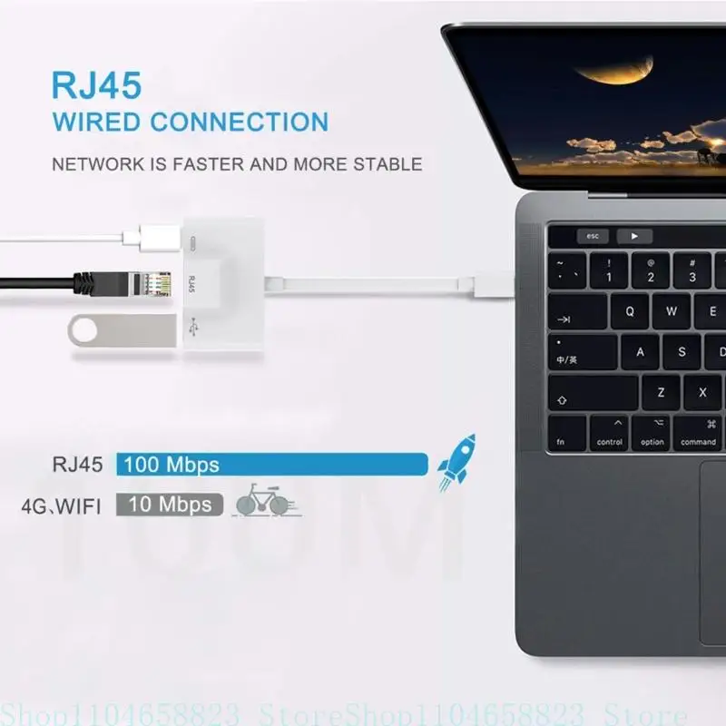 USBC إيثرنت OTG محول TypeC إلى كابل USB RJ45 10/100Mbps إيثرنت 60 واط شاحن ميناء محول لمحول الهاتف