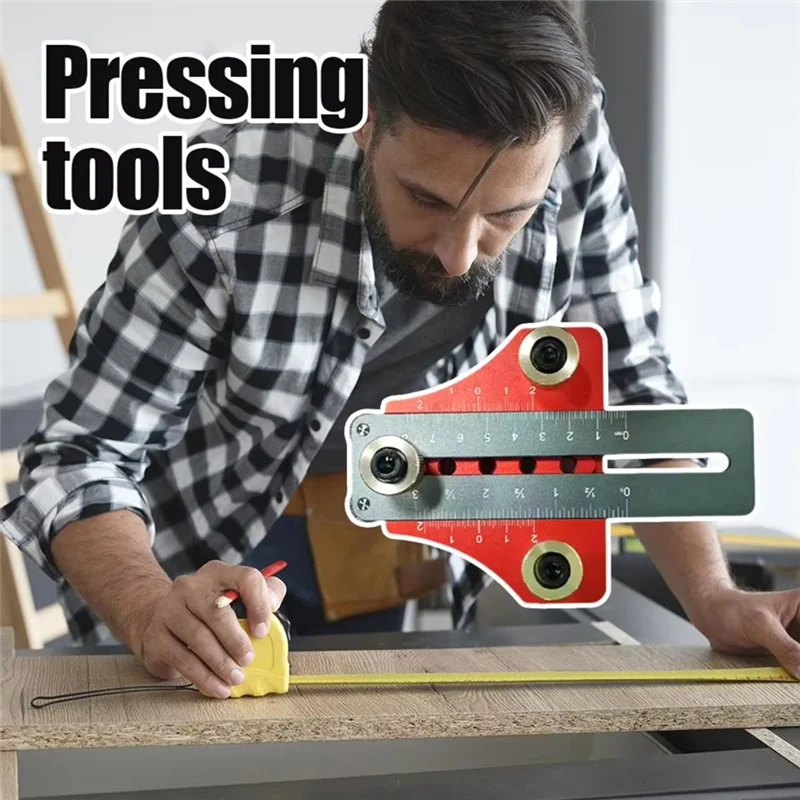 

A84E-2-In-1 Aluminum Alloy Jig Drilling Guide Locator For Cabinet Door And Rebounder Mounting Woodworking Pocket Doweling Jig
