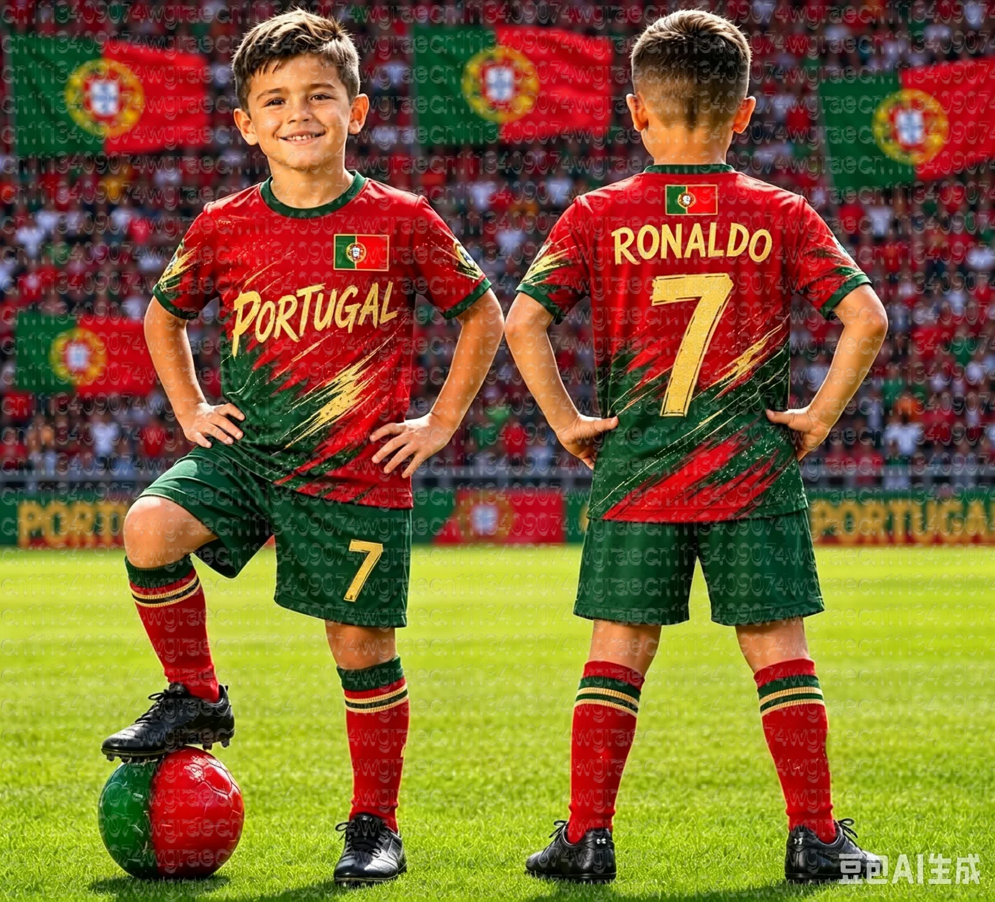 26 Jungen Ronaldo Nr. 7 Fußballtrikot T-Shirt Shorts Set Damen Herren Harajuku PORTUGAL Fan-Shirt Shorts Set Kinder Trainingsanzug 2-teiliges Set – Detail 6