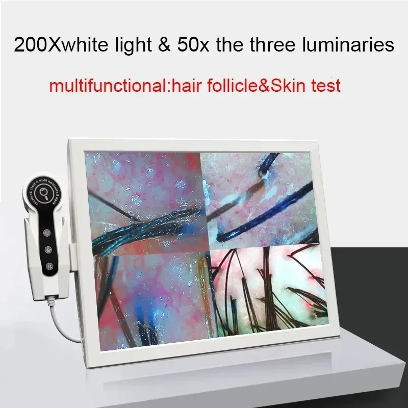 2024 HD Digital Skin Analyzer Professional Hair Scalp Camera Detector Follicular Oil Moisture Test Device 15 Inch