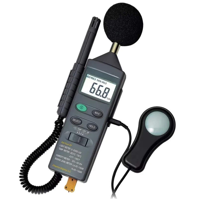 

4 in 1 multifunctional environmental measuring instrument with acousto-optic humidity thermometer