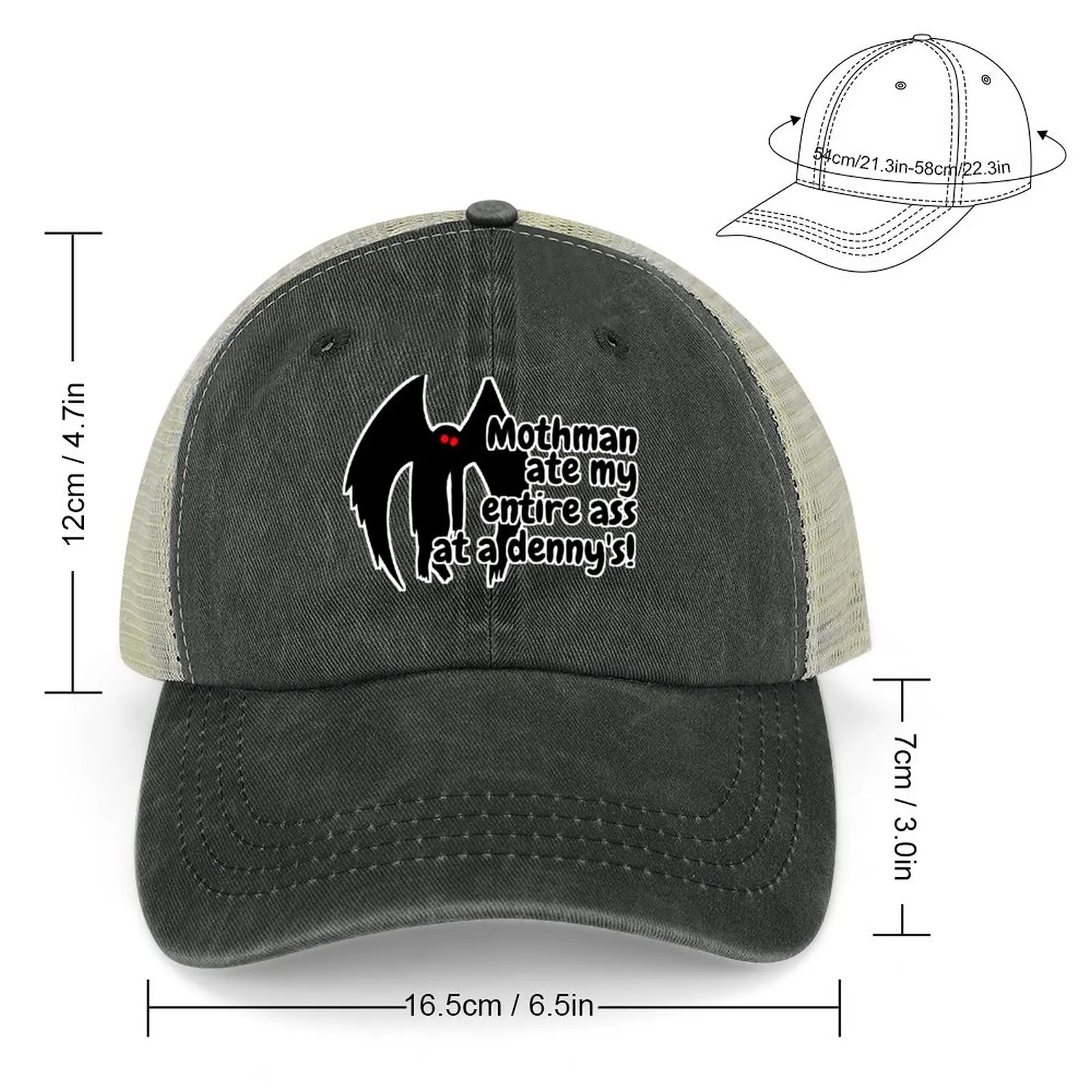 Mothman ate my entire ass at a Denny's! Funny vinyl cryptid bumper Cowboy Hat Custom Cap Hat For Women 2023 Men'S