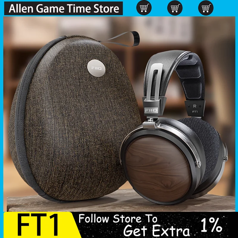 Fiio Ft1 Hi-Fi Monitor Headset Closed Dynamic Wooden Bowl Hi-Res Headset For Phone Computer Music Headset Gaming Headset Custom