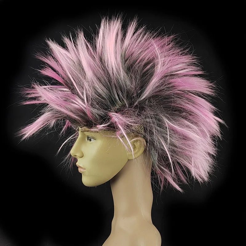 مضحك انفجار رئيس شعر مستعار القنفذ رئيس المتسول شعر مستعار تأثيري متعدد الألوان هالوين أغطية الرأس مجموعة الأداء تسريحات الشعر الملونة #2