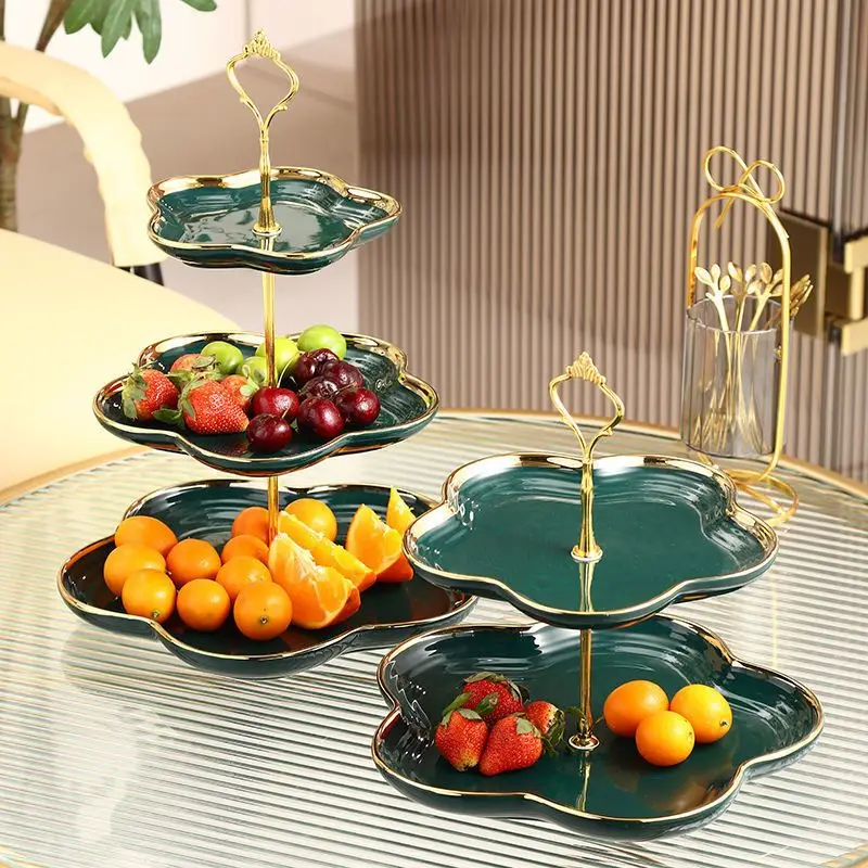 

Fruit Plate Nordic Gold Trays Multilayer Snack Plateliving Room Coffee Table New Year Candy Plate Accesorios De Cocina