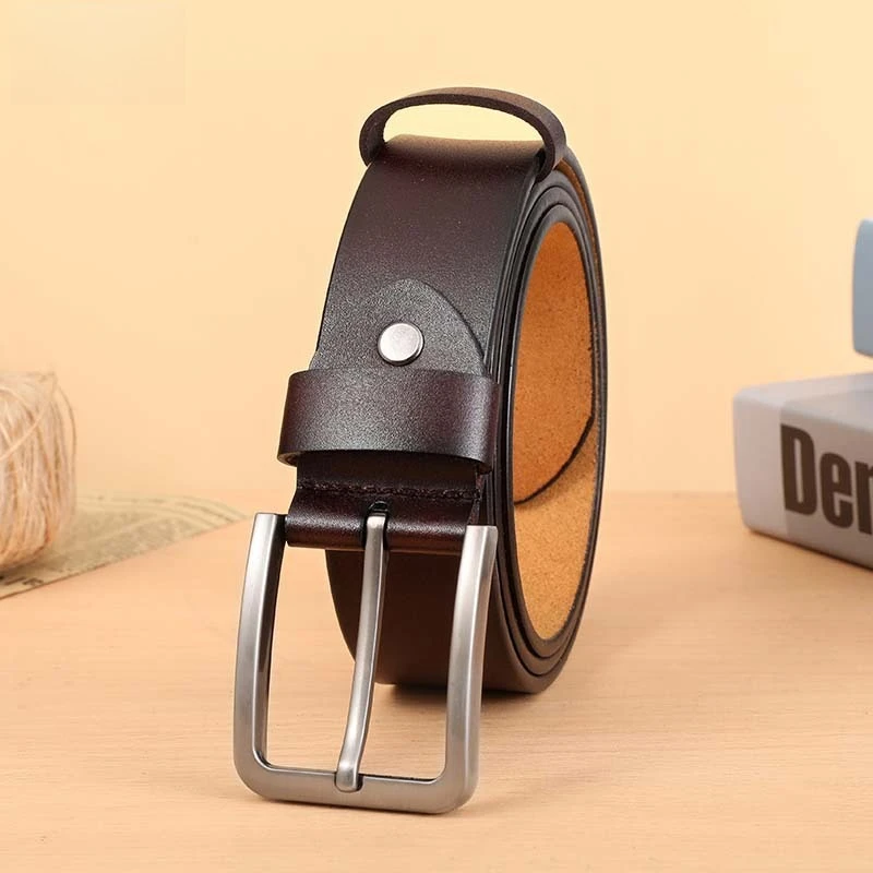 3,7 cm Herren PU-Ledergürtel mit Metall-Dornschließe, lässiger Alltags-Jeansgürtel für Herren, modischer Herren-Kunstleder-Hosengürtel – Detail 6