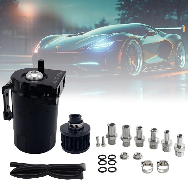 

Universal Aluminum Baffled Oil Catch Can Cars Oil Separator Tank Reservoir Filter Kit Automobiles Engine Parts Accessories