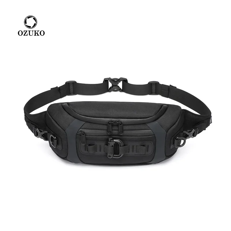 OZUKO Waist Bag Fashion Men  Outdoor Sports Tactical Fanny Pack Multifunction Waterproof Male Chest Bag Mens Crossbody Bags Bum