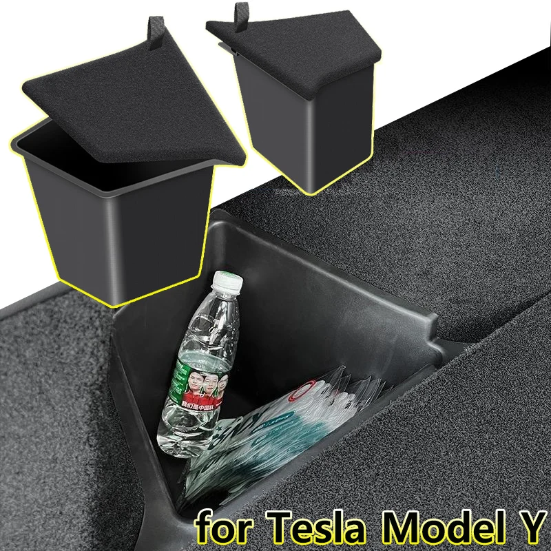 Para tesla modelo y caixa de armazenamento lateral do tronco traseiro esquerda direita ognizer caixa com capa modely reunindo acessórios interiores modificados