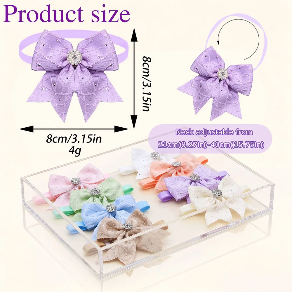 30PCS Luxury Dog Bowties With Diamonds Colorful Adjustable Puppy Neck Ties Pet Collars For Dogs and Cats Grooming Accessories view 2