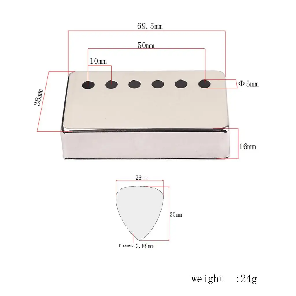 50mm Pole Spacing 16mm Height Humbucker Guitar Pickup Cover Nickel Plated for LP SG Eiphone Electric Guitar Parts