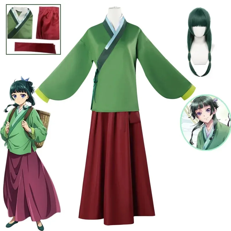 

Anime The Apothecary Diaries Rock Gaun Maomao Kostum Cosplay Green Skirt Dress Carnival Party Halloween Antique Women's Wear