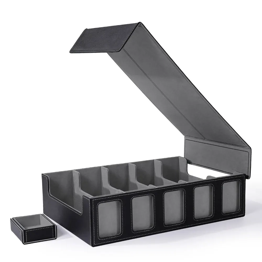 Scatola porta carte collezionabili con vetrina e vassoio per dadi, custodia per mazzi con coperchio rimovibile; 3900+ scatola per mazzi di carte per CCG TCG