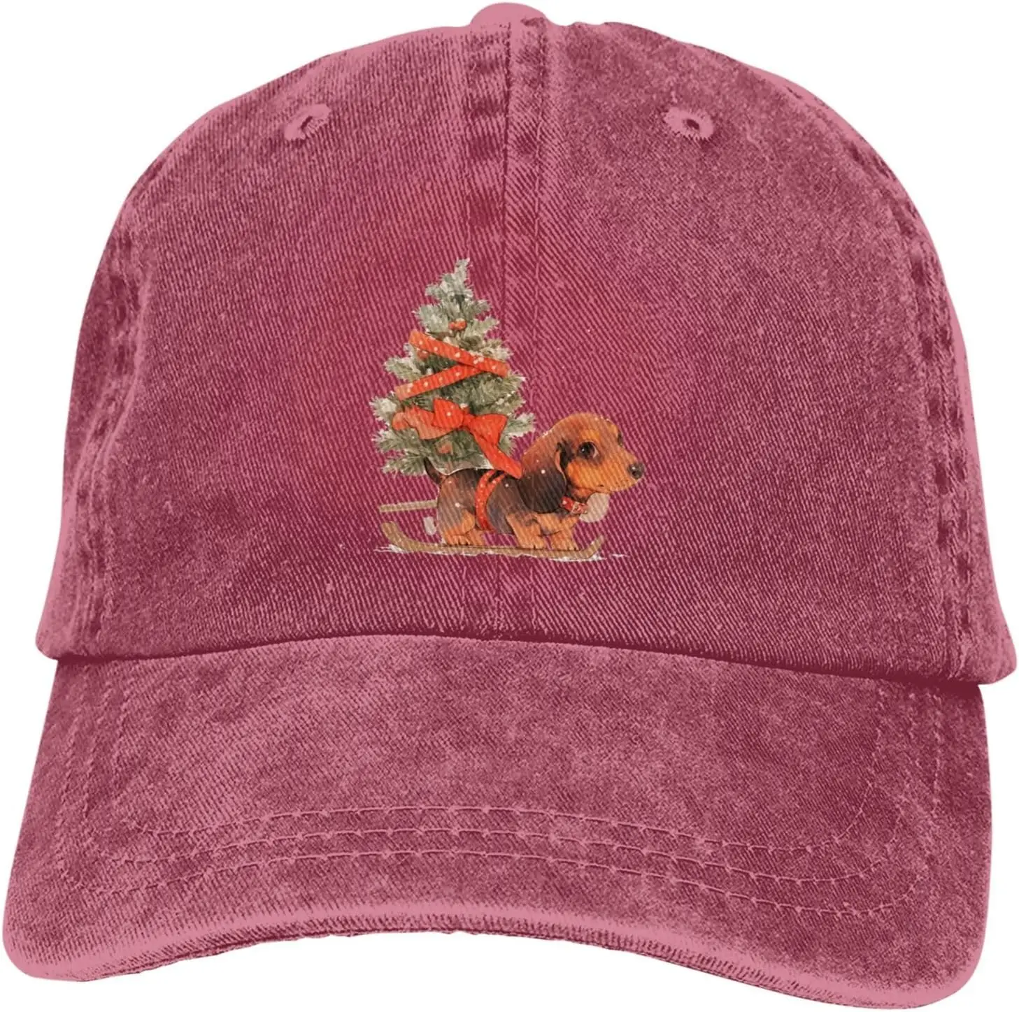 Dachshund شجرة عيد الميلاد مزلقة الكلب أبي قبعة المتعثرة القطن قابل للتعديل قبعة بيسبول عادية #1