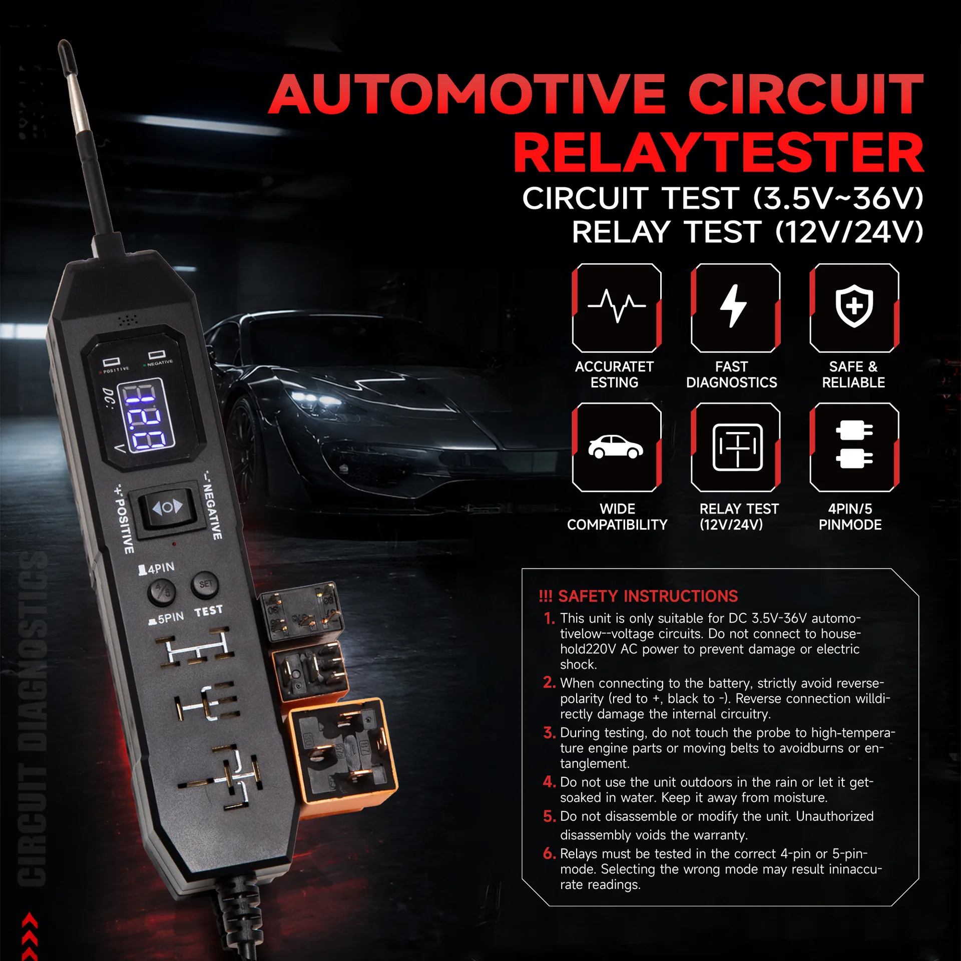 DW833 2 IN 1 Auto Circuit Test - Car Electronics 评论和价格
