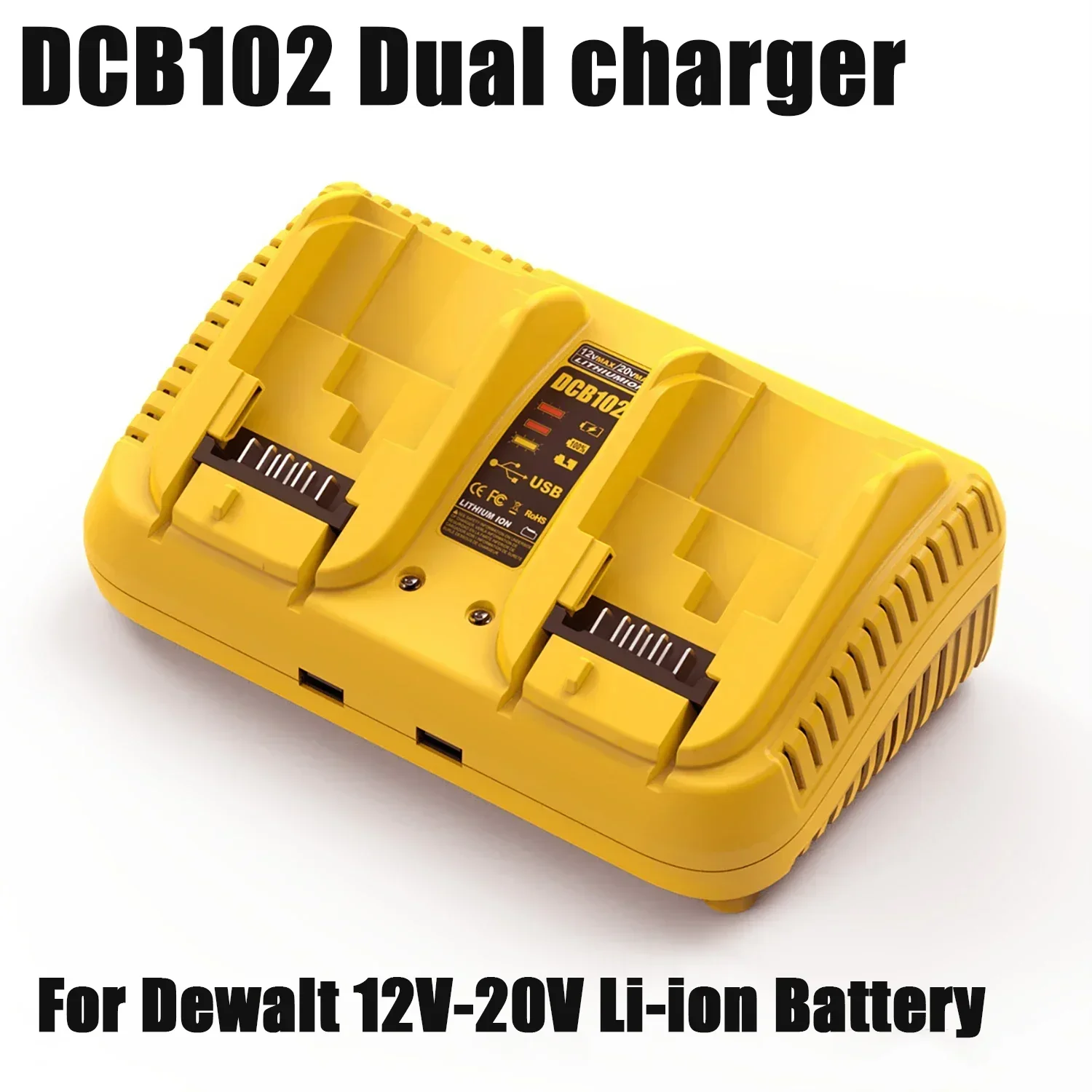 

DCB102 Double Charger For DeWalt 10.8V 12V 14.4V 20V Lithium Ion Battery DCB203 DCB204 DCB205 DCB118 DCB105 DCB107 DCB112 DCB115