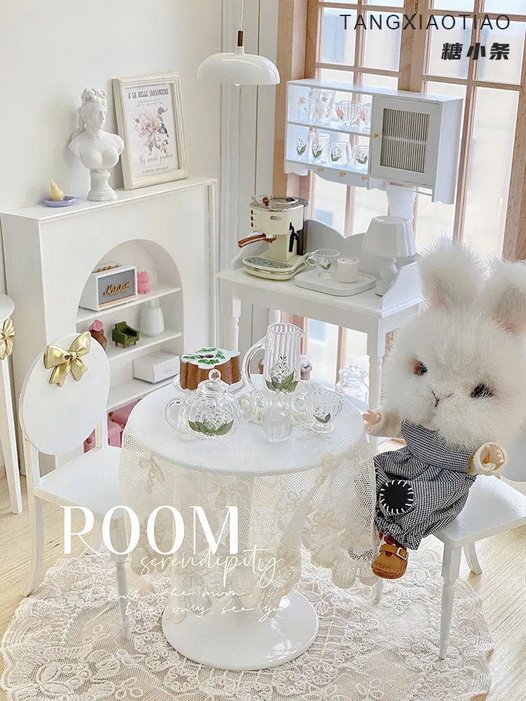 

1/6 Doll House Model Furniture Accessories White Coffee Table Chairs Hanging Storage Cabinets Bjd Ob11 Gsc Blyth Soldier Lol Toy