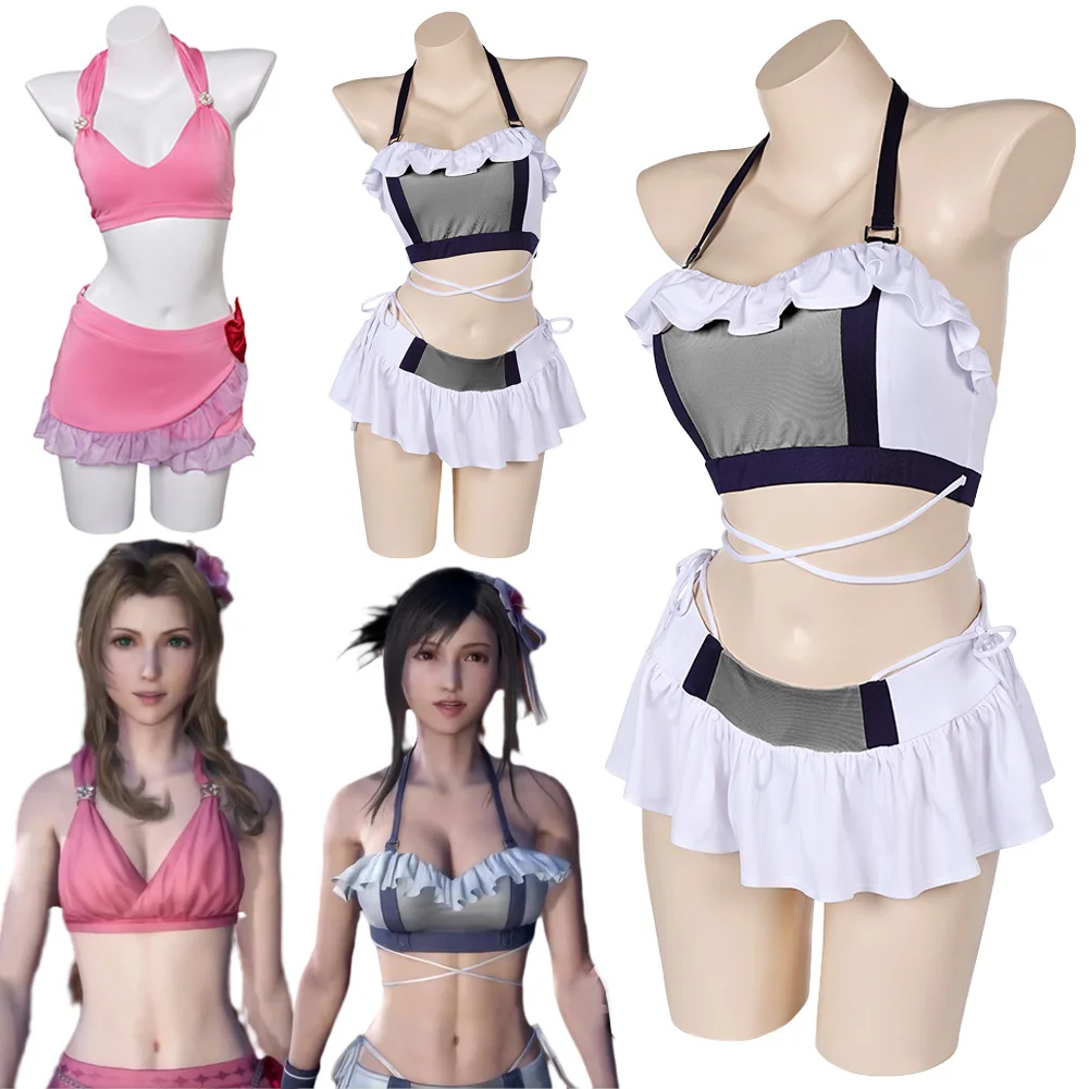 Traje de Baño de Cosplay de Tifa y Aerith de Final Fantasy VII Rebirth para Mujer, Ropa de Fiesta de Halloween