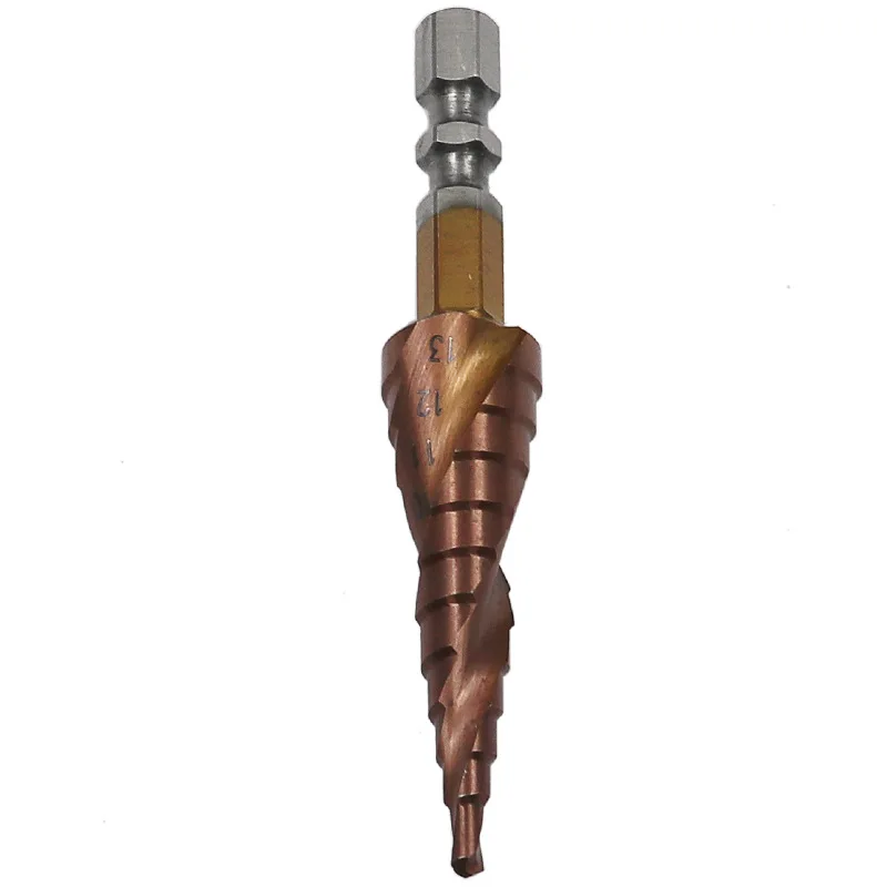 M35 Hexagonal Shank Cobalt Step Drill Bit Stainless Steel Metal Hole Opener Countersunk Double-Edged Pagoda Drill 3-13