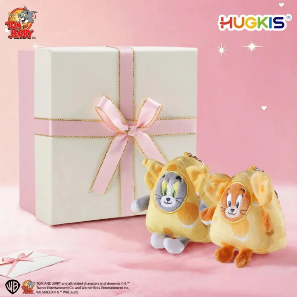 HUGKIS Cheese Series Tom and Jerry Peluche Keychain Toy Cartoon Peripherals Toy Halloween Christmas Fans Gift